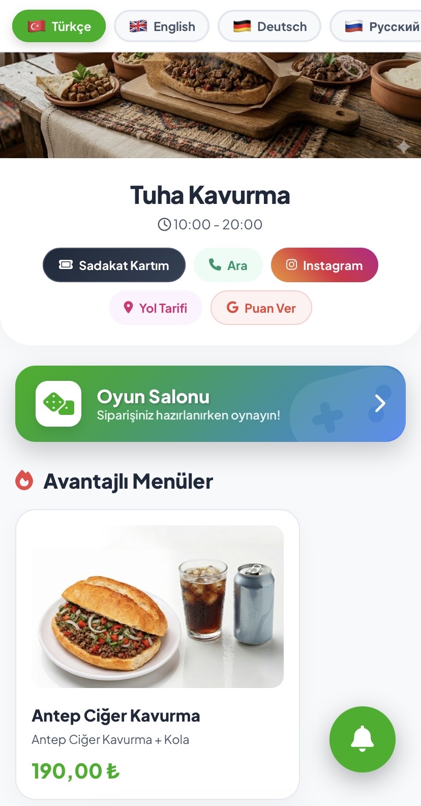 QR Menü Görünümü 1